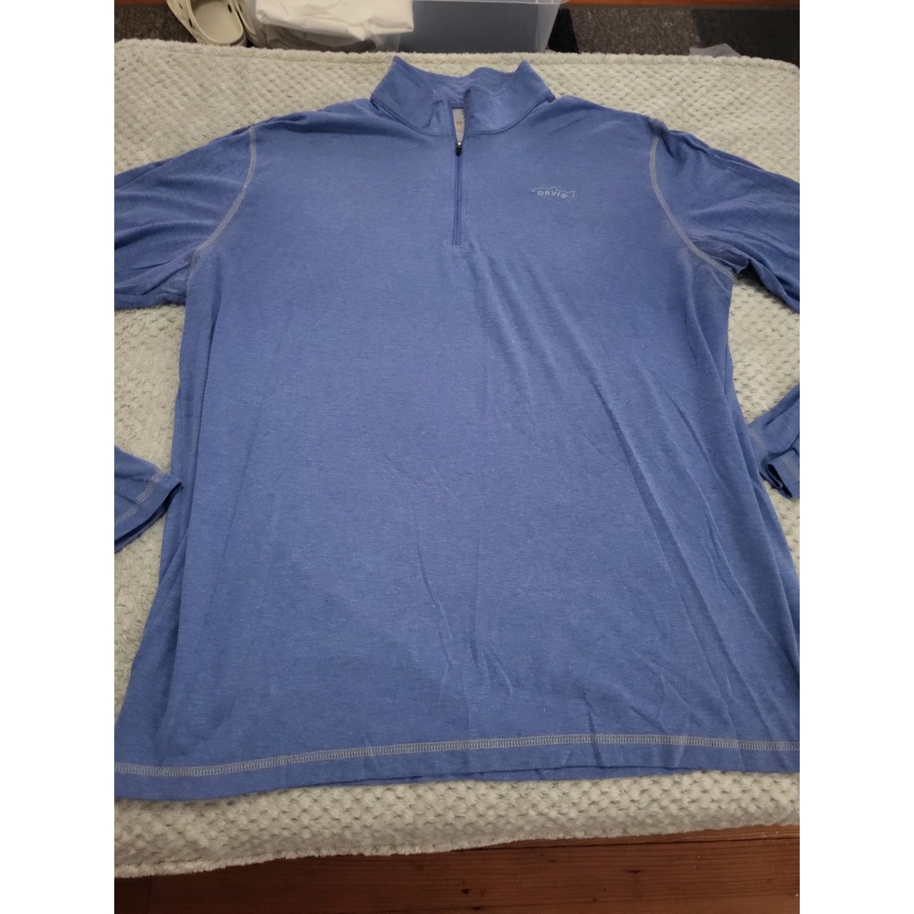Orvis blue long sleeve mockneck tee XL